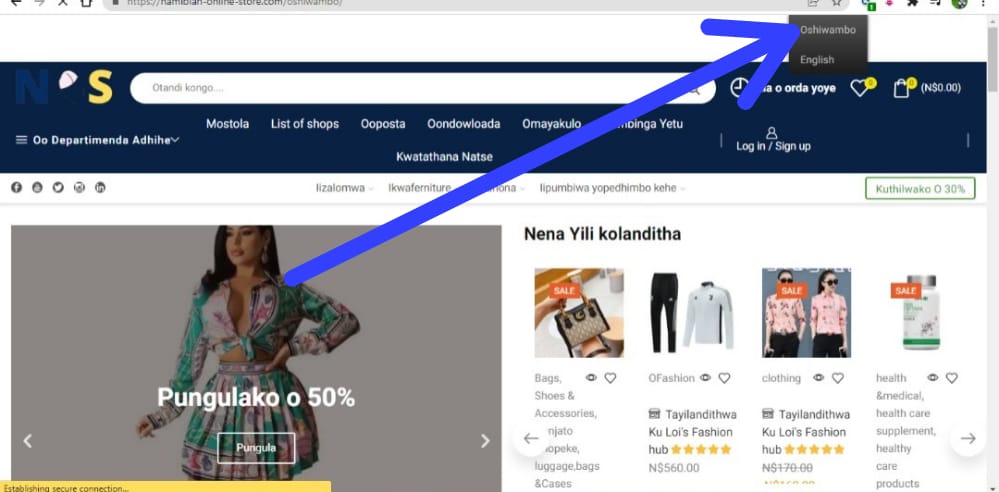 How to shop in oshiwambo language?